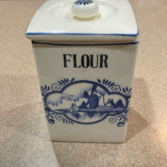 Other - Cute Dutch Style Blue and White Flour Canister.